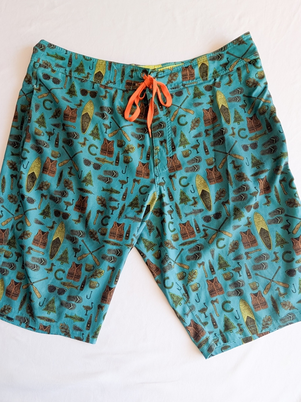 The Chive Board Shorts Mens 38 Blue Novelty Swim Trunks Stretch Beach B11#20